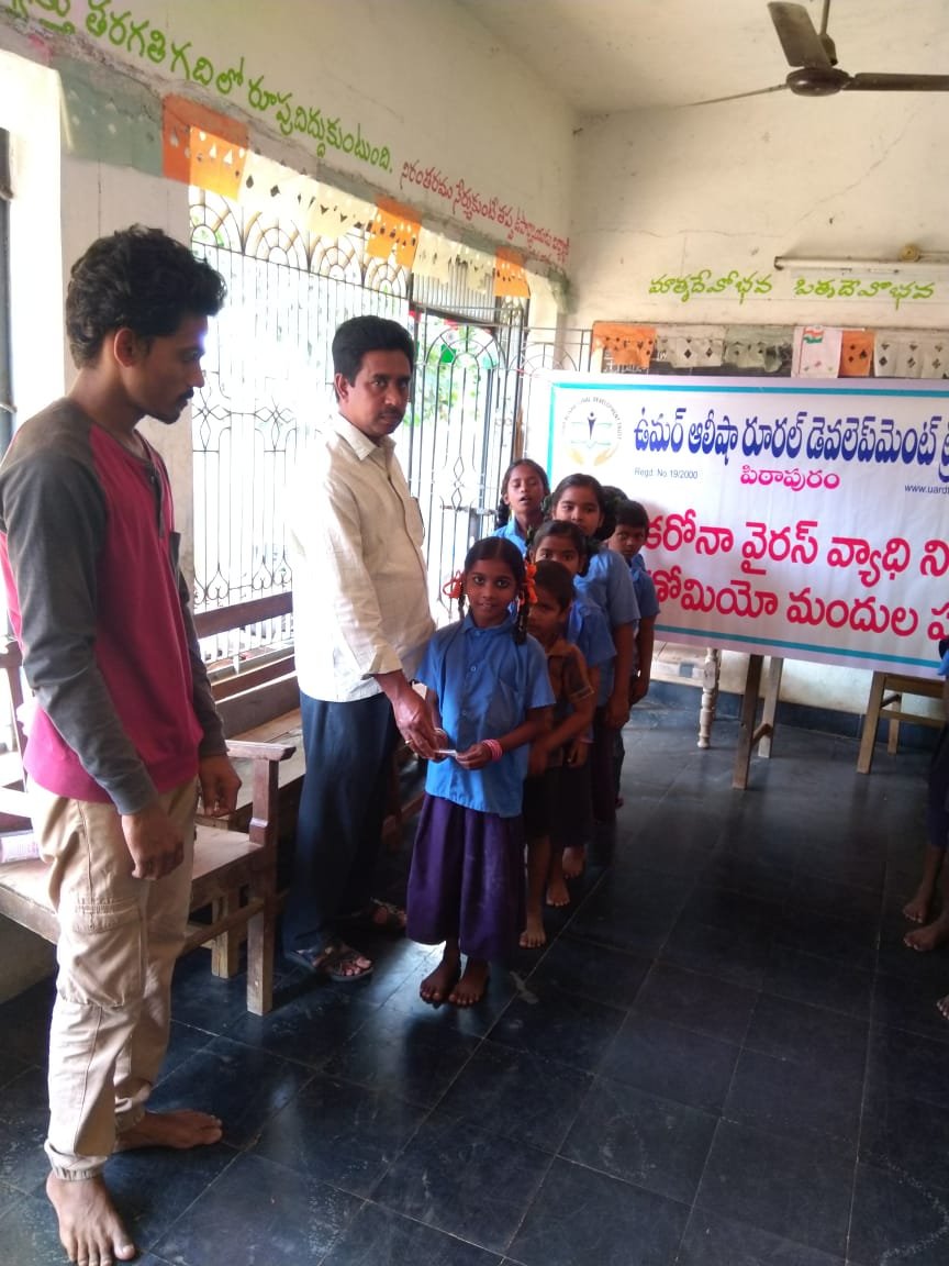 Coronavirus preventive medicine distributed by UARDT at M.P.P.School No-2, Komarru on 09-March-2020