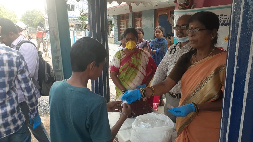 Coronavirus preventive medicine distributed by UARDT at Ramanaiah Peta, Kapula Ramalayam, Kakinada Rural Mandal on 21-March-2020