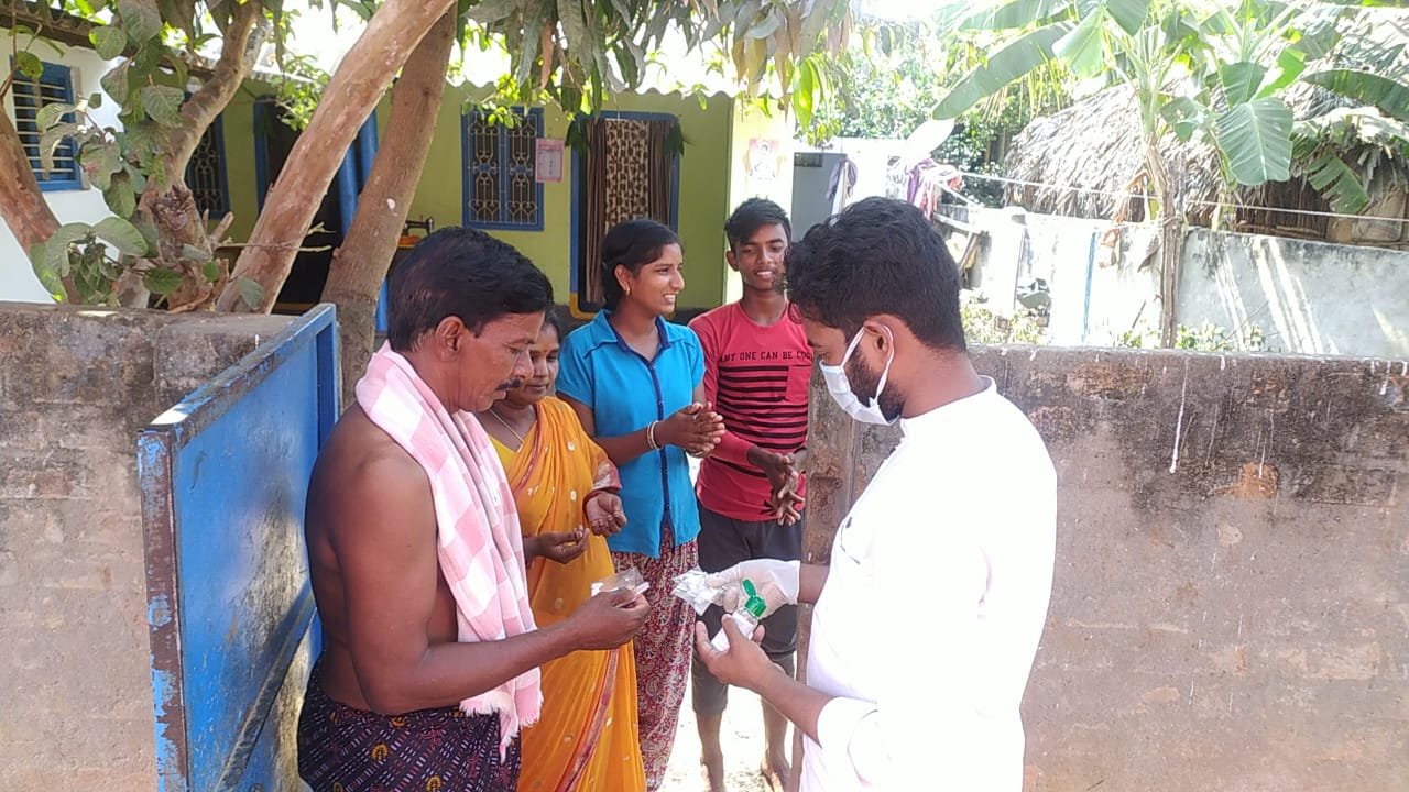 Coronavirus preventive medicine distributed by UARDT at Voolapalli Village on 25-March-2020